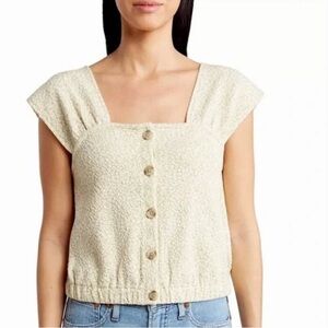 Madewell Floral Jacquard Button Front Top